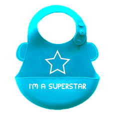 סינר סיליקון רך עם כיס - כחול Im a Superstar  בייביקו