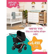 חבילת לידה - חדר הרמוני + עגלת פרימיום אי בי סי דיזיין הגרמנית SALSA ROSE GOLD