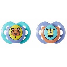 זוג מוצצי סיליקון עם איורים לגיל 0-6 חודשים TOMMEE TIPPEE