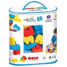 שק רב פעמי עם 60 לבני בניה גדולות וצבעוניות Dolu Toys