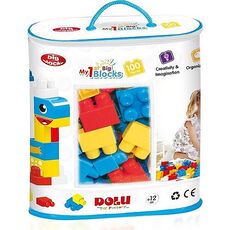 שק רב פעמי עם 100 לבני בניה גדולות וצבעוניות Dolu Toys