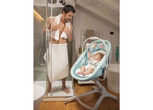 עריסה משולבת עם טרמפולינה וכיסא האכלה Baby Hug 4 In 1 - טורקיז Aquarelle צ"יקו