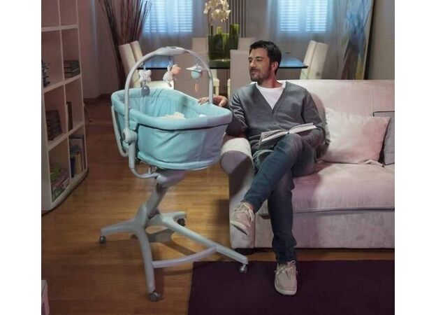 עריסה משולבת עם טרמפולינה וכיסא האכלה Baby Hug 4 In 1 - אפור/ג"ינס Spectrum צ"יקו