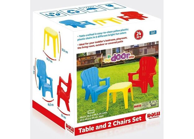 שולחן + 2 כסאות נח עם משענת מפלסטיק לילדים Dolu Toys