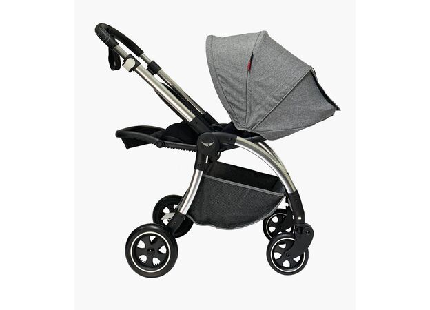 עגלת תינוק בובקט 2 Bobcat - שלד שחור | ריפוד שחור | גגון ורוד בייבי בוס