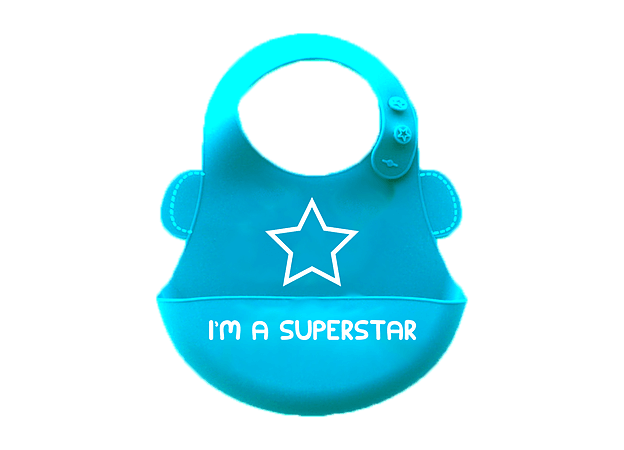 סינר סיליקון רך עם כיס - כחול Im a Superstar  בייביקו