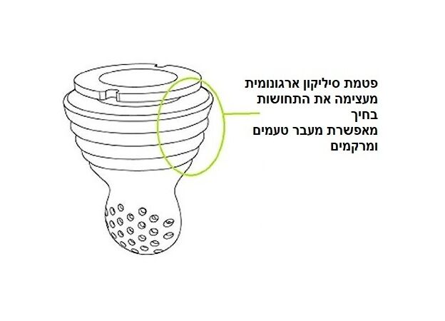 טעימון / נגיסון לתינוק עם פטמת סיליקון ומיכל נשיאה - ירוק  מנצקין
