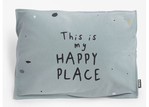 ציפה לכרית 100% כותנה Happy Place - כחול מיננה