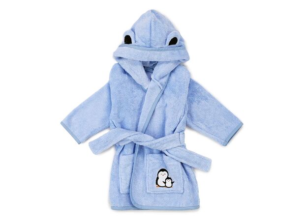 חלוק רחצה 100% כותנה מידה: 6-12 חודשים – כחול Little Penguin
