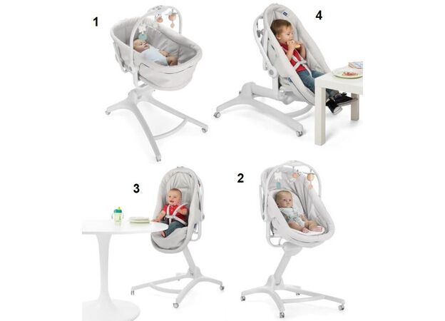 עריסה משולבת עם טרמפולינה וכיסא האכלה Baby Hug 4 In 1 אייר - אפור כהה Dark Grey ציקו