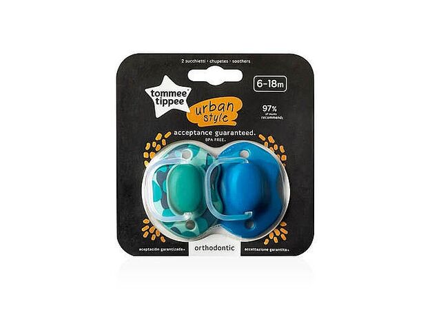 זוג מוצצים בעיצוב אורבני 6-18 בנים הכי טבעי Tommee tippee