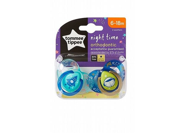 זוג מוצץ זוהר בחושך  6-18 הכי טבעי Tommee tippee