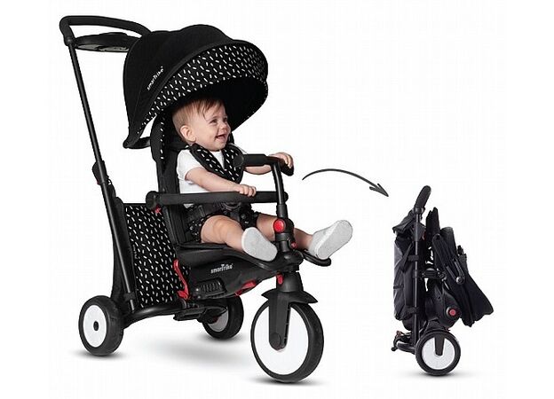 תלת אופן מתקפל סופר קומפקטי  סמארטפולד STR5 Smartfold דגם 2023 - שחור/לבן סמארט טרייק