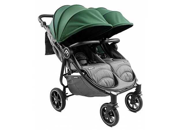 עגלת תאומים צרה בייבי מונסטרס Easy Twin 4 עם מדרך רגלים מכוונן (בד בסיס אפור) Baby Monsters