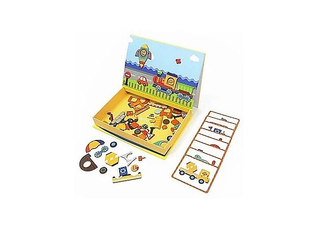 מארז יצירה במגנטים 57 חלקים, 8 כרטיסיות ומארקר מחיק - כלי רכב MIEREDU