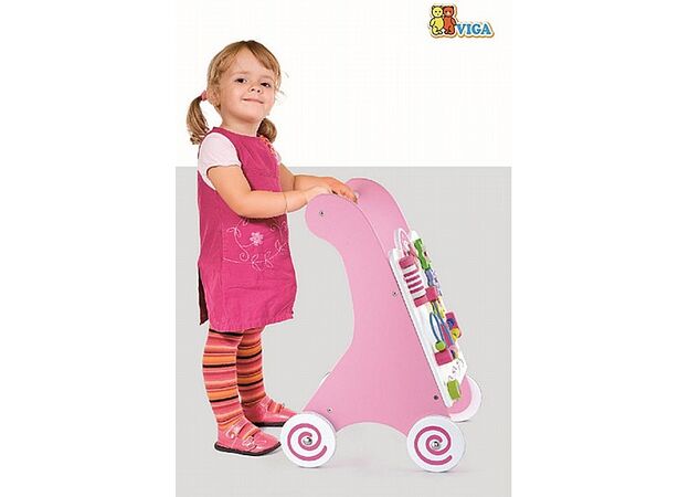 הליכון פעילות מעץ מלא - ורוד ויגה